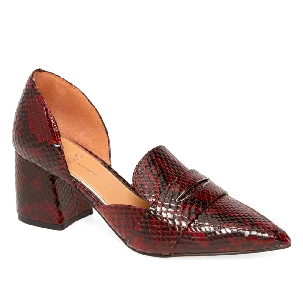 Linea Paolo Cache Burgundy Snakeskin DOrsay Heels Womens 5 Quiet Luxury NWOB - Picture 3 of 13
